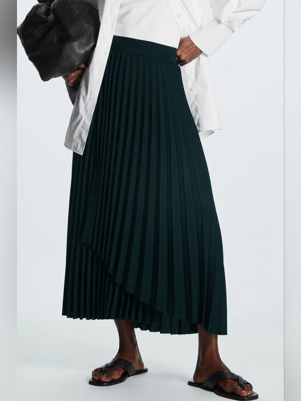 COS Dark Teal Pleated Midi Skirt Size 10